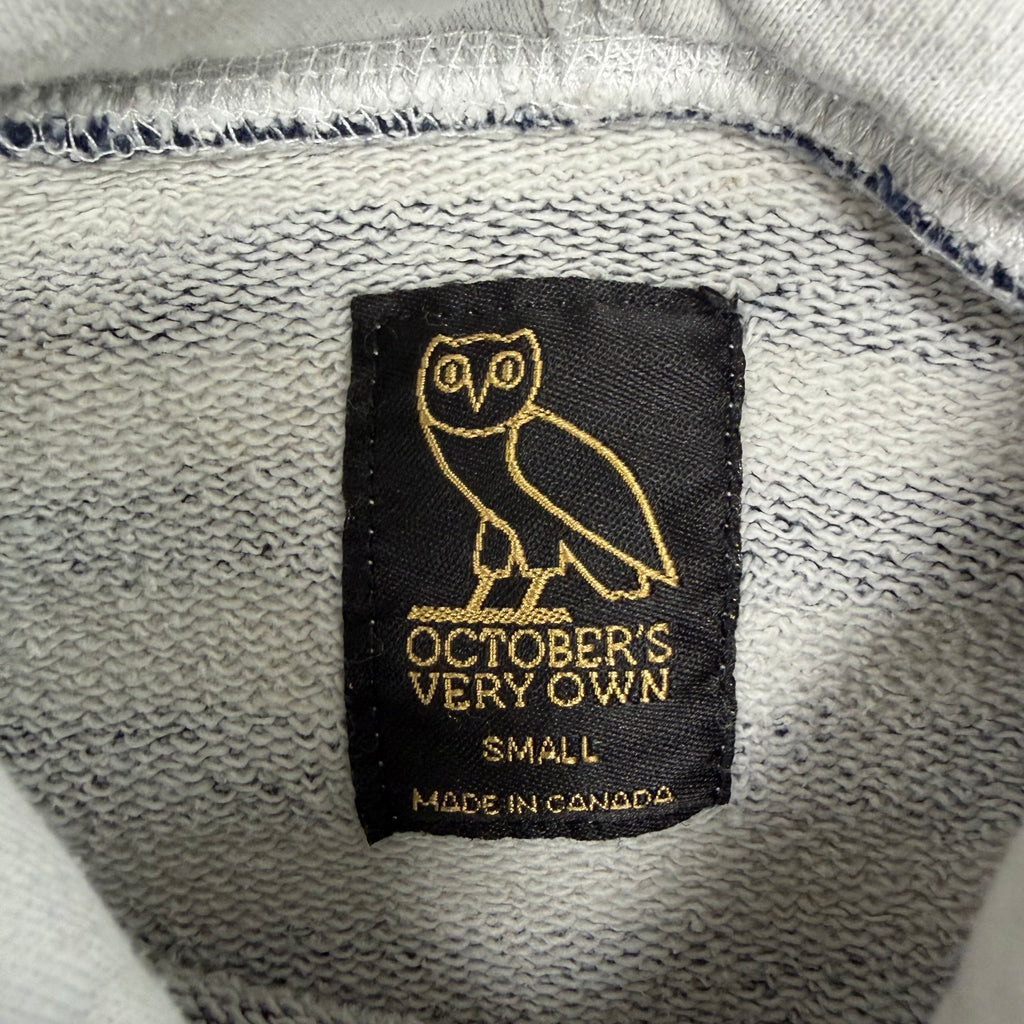 OVO Gold Embroidered Logo Stripe Hoodie White/Navy