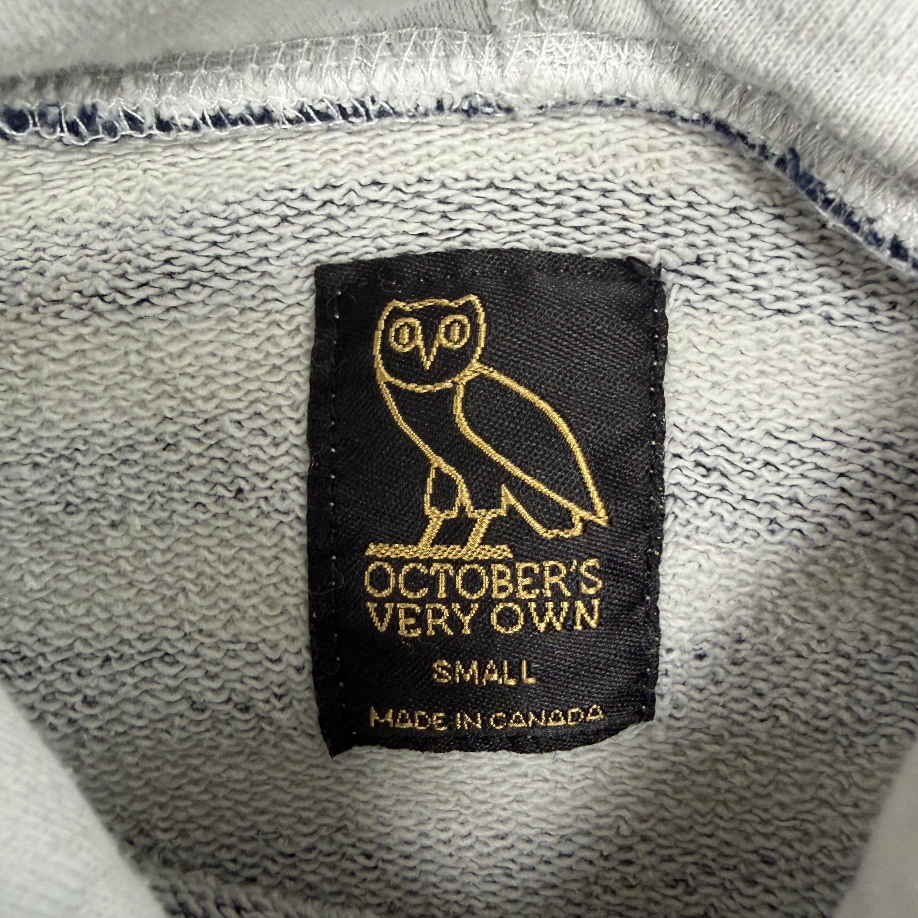 OVO Gold Embroidered Logo Stripe Hoodie White/Navy