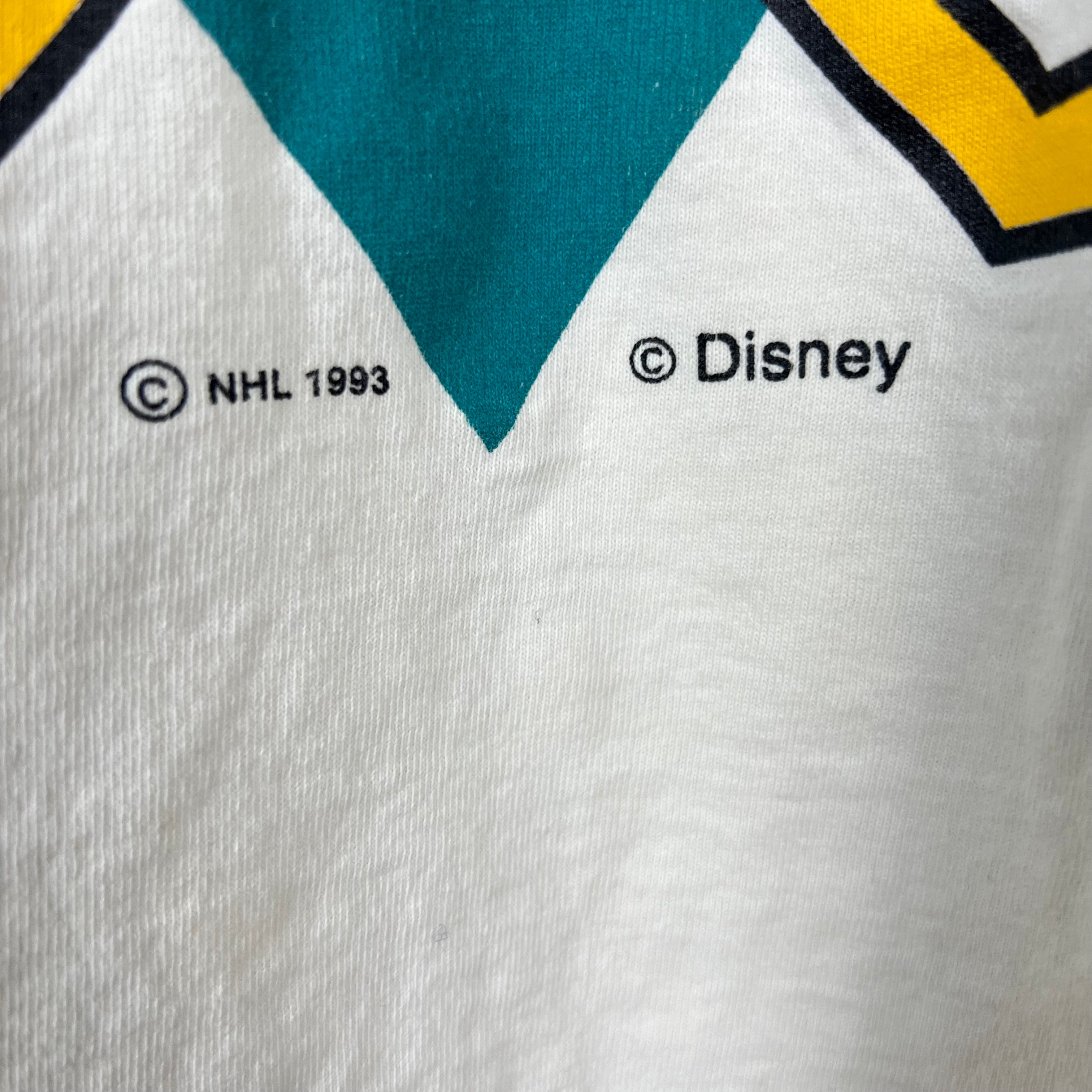 1993 Competitor NHL Mighty Ducks Logo Tee Cream White