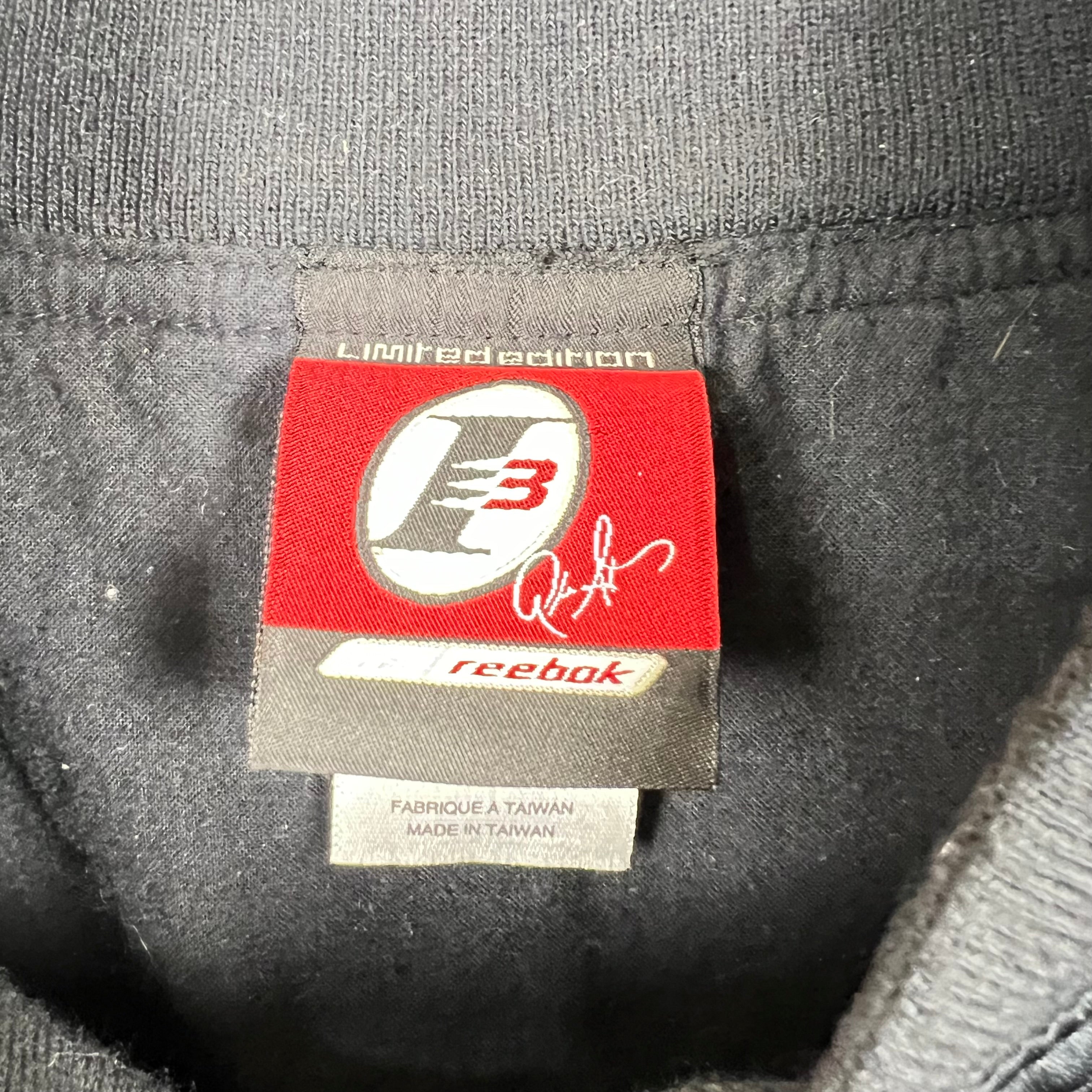 Vintage Reebok Allen Iverson Embroidered Logo Satin Bomber Jacket Black