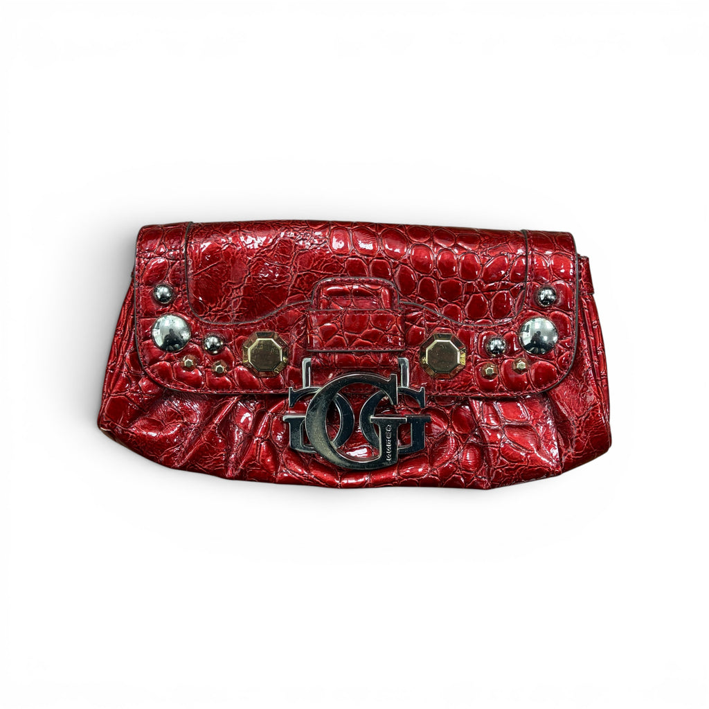 Guess Embossed Leather Clutch Red