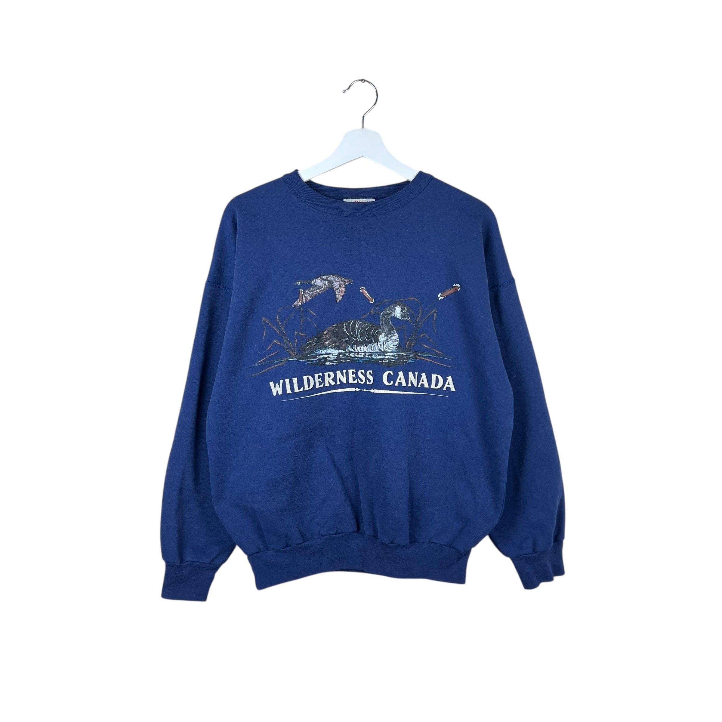 Vintage Raglans Clothing Wilderness Canada Loon Crewneck Navy