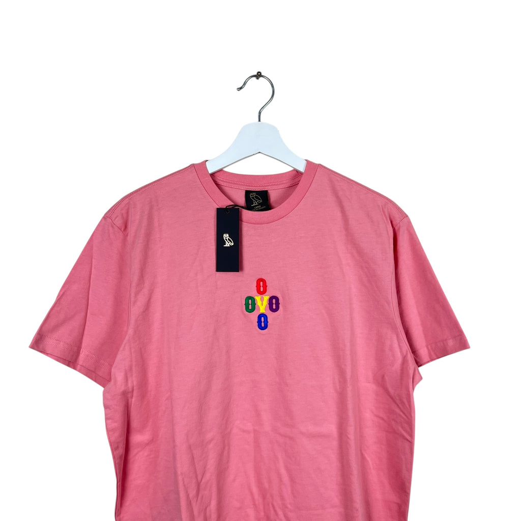 OVO Pom Pom Marigold Crest Rainbow Tee Pink