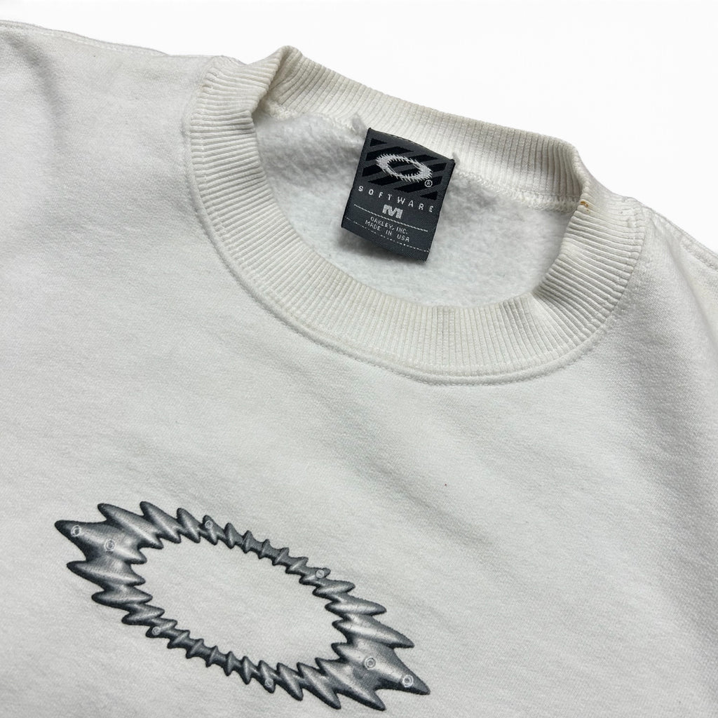 Vintage Oakley Software Metal Logo Crewneck White