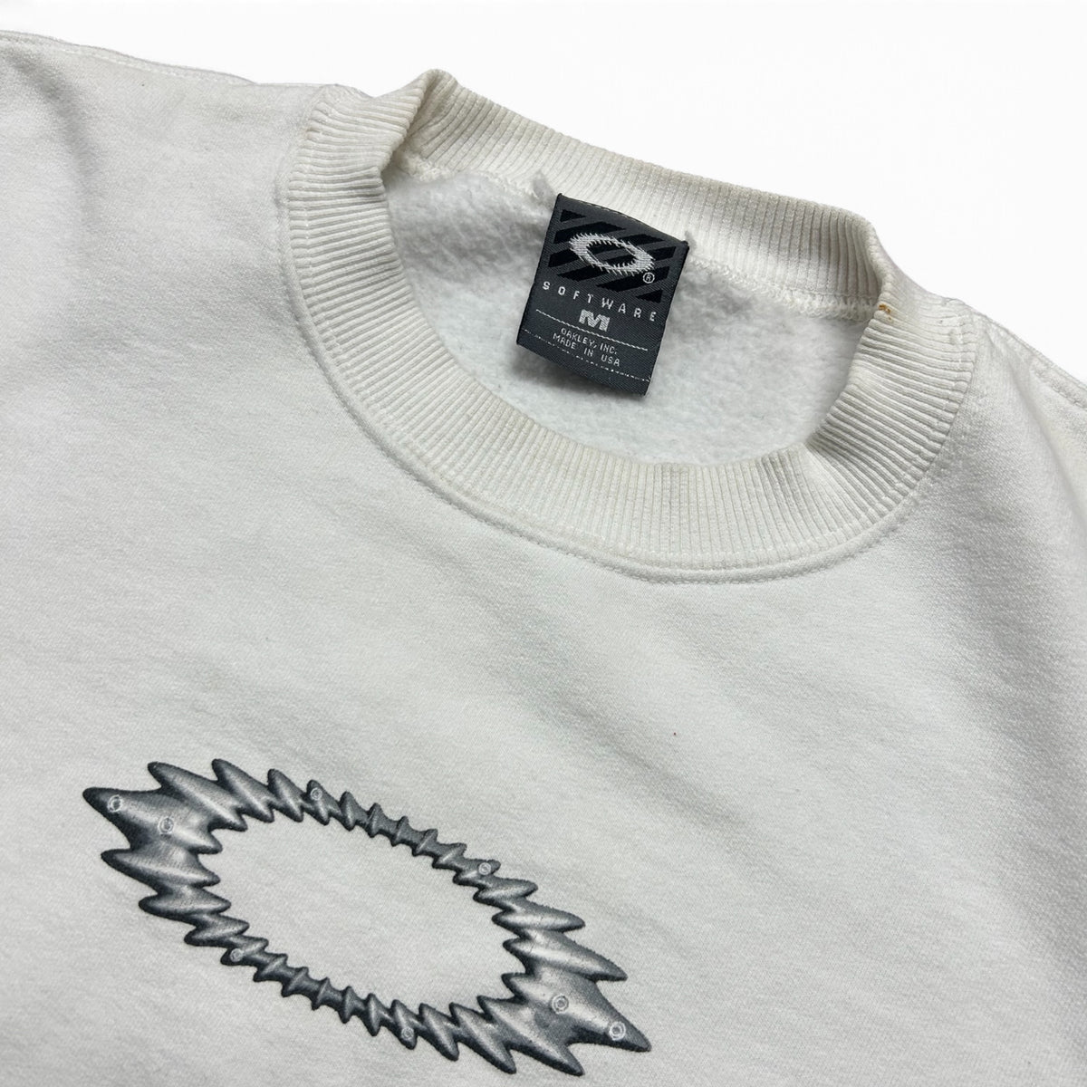 Vintage Oakley Software Metal Logo Crewneck White
