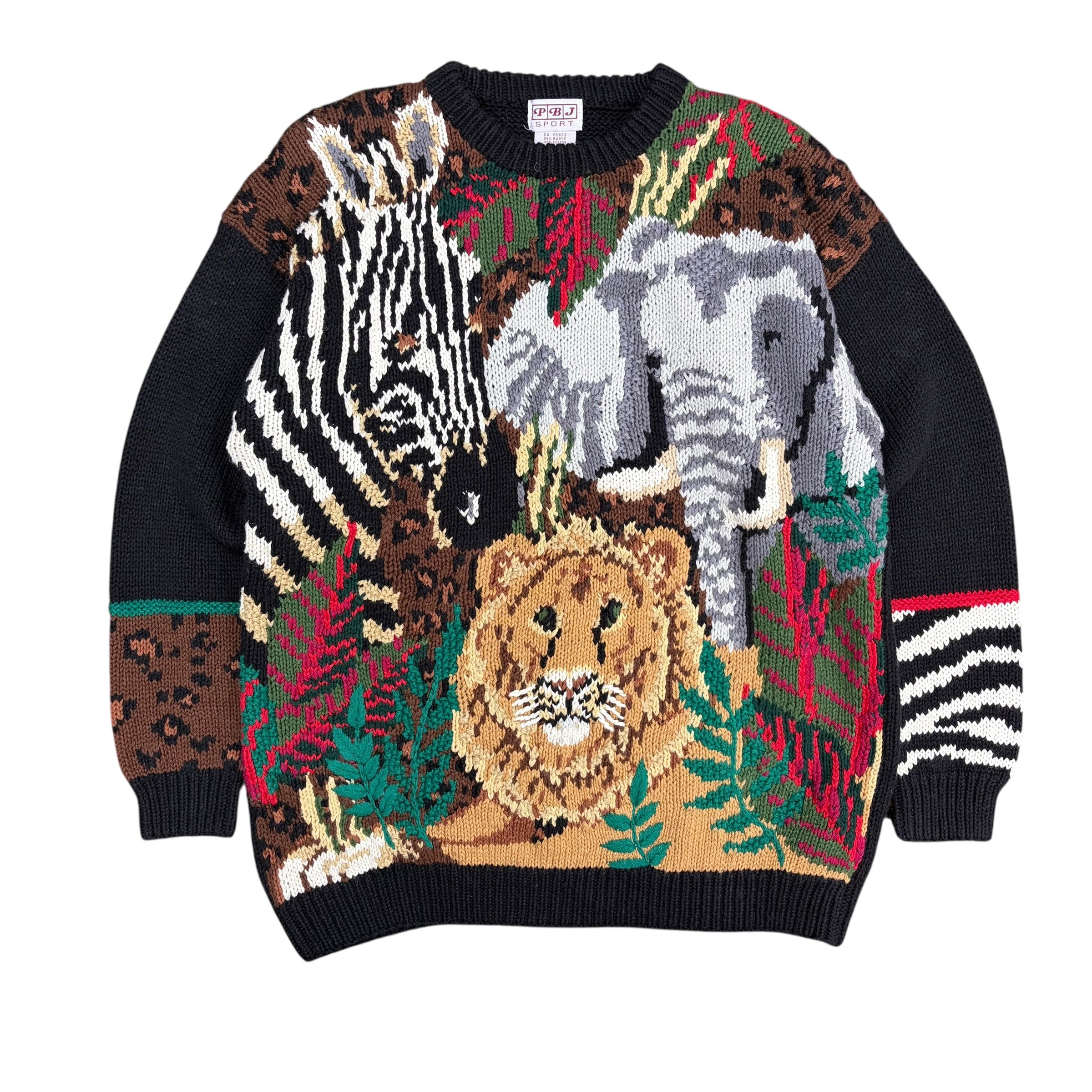 Vintage PBJ Sport Animal Safari Knit Black