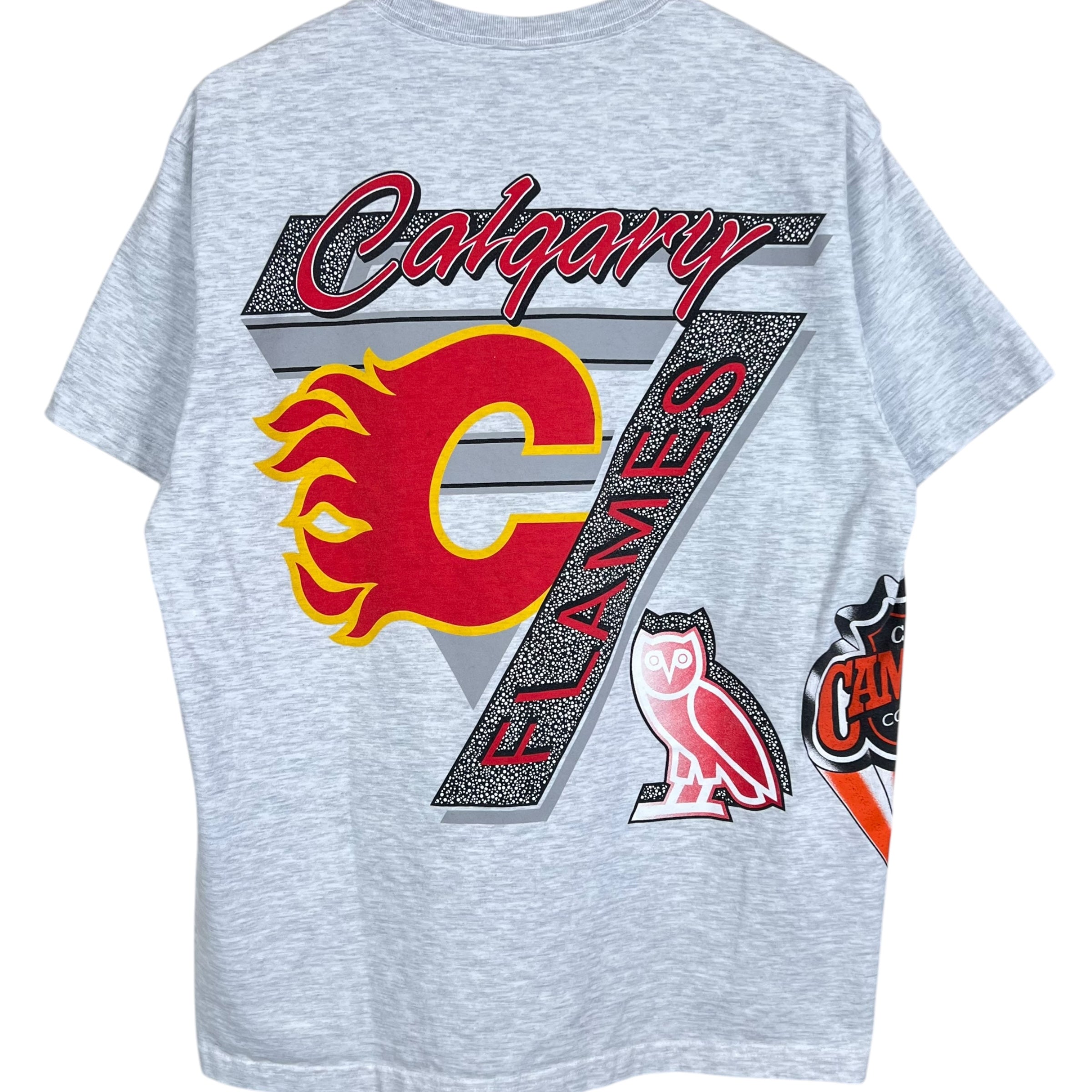 OVO x NHL Calgary Flames 90’s Graphic Tee Ash Heather Grey