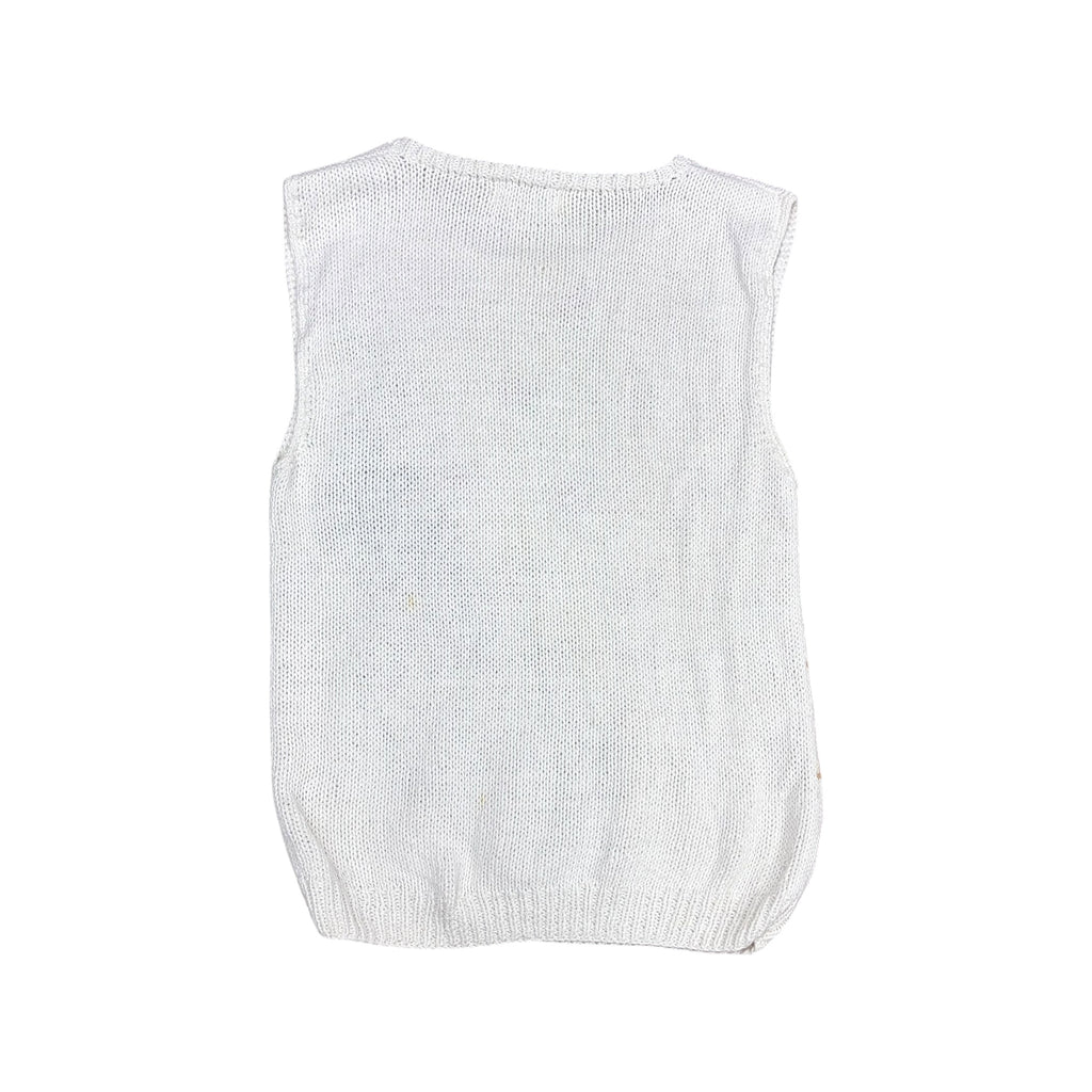Vintage The Eagle’s Eye Peacock Knit Vest White