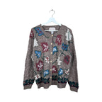 Vintage Christopher & Banks Hand Embroidered Leaves Button Up Cardigan Brown