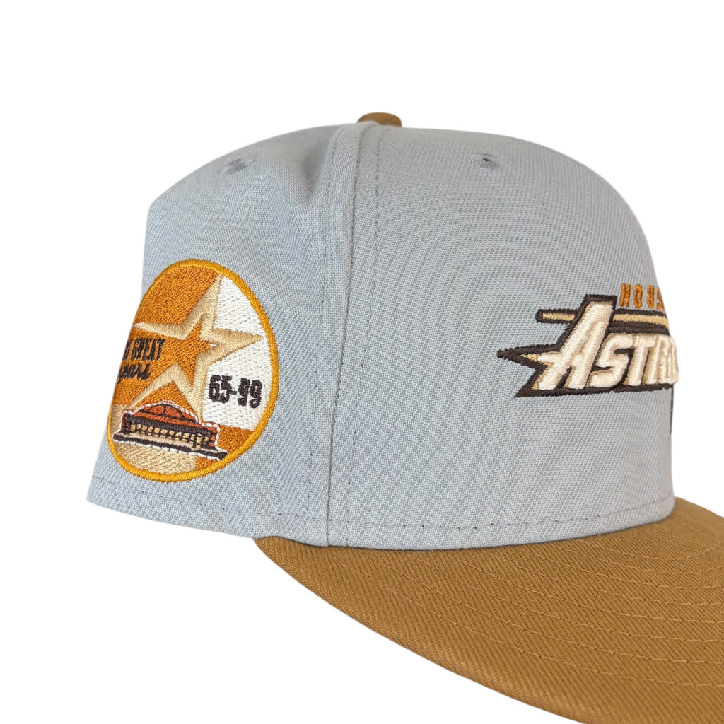 Vintage New Era MLB Houston Astros Spellout Fitted Hat Grey