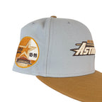 Vintage New Era MLB Houston Astros Spellout Fitted Hat Grey