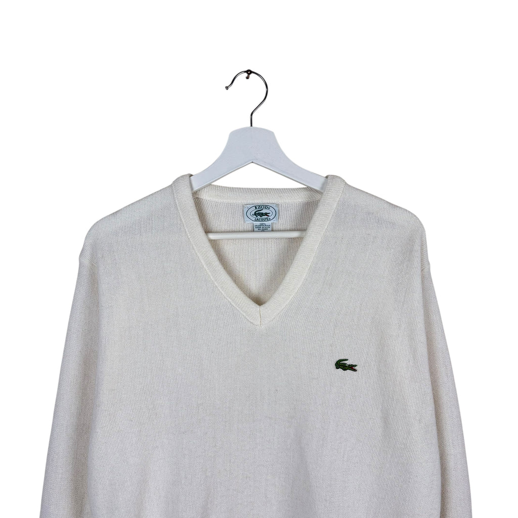 Vintage IZOD x Lacoste V-Neck Logo Knit White