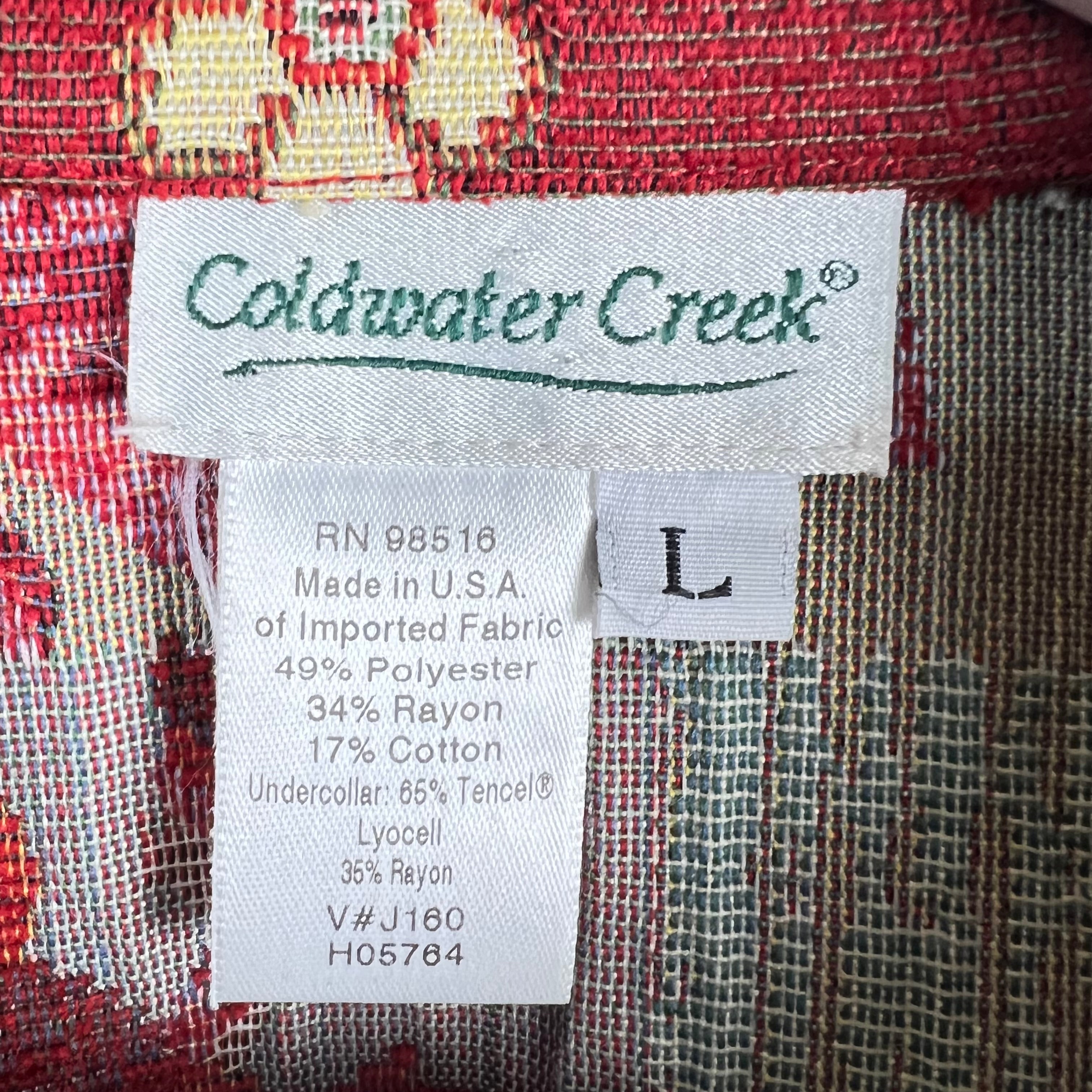 Vintage Coldwater Creek Women’s Patchwork Floral Tapestry Jacket Red