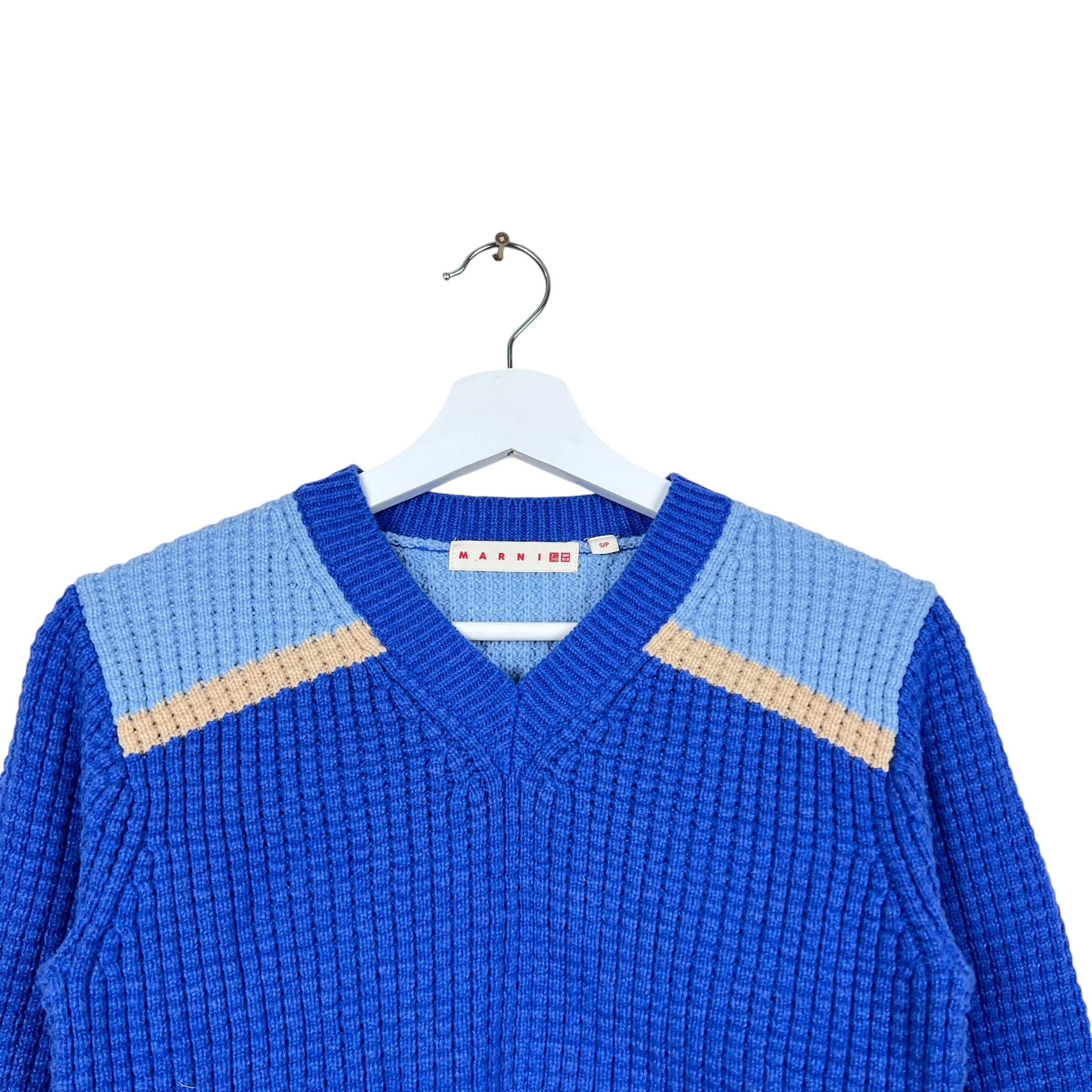 Marni x Uniqlo Popcorn V-Neck Knit Blue