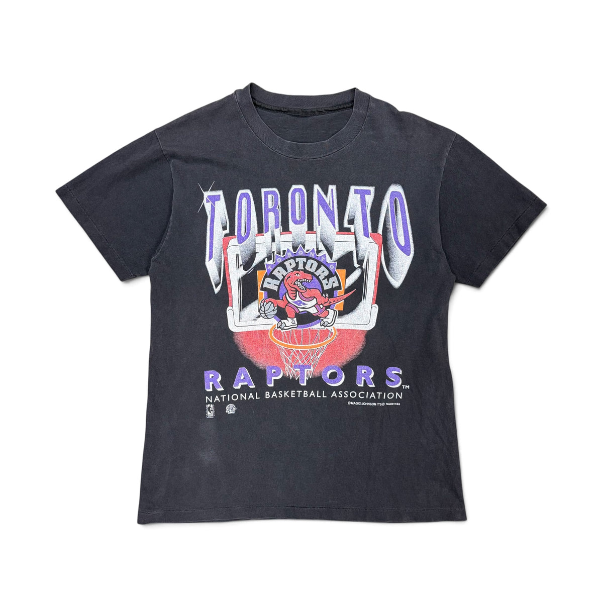 1994 Magic Johnson NBA Toronto Raptors Big Logo Tee Black