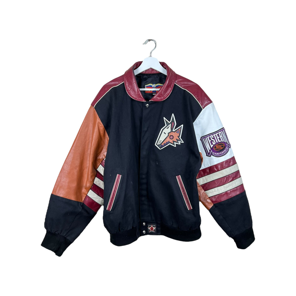 Vintage Jeff Hamilton Phoenix Coyotes Embroidered Leather Jacket