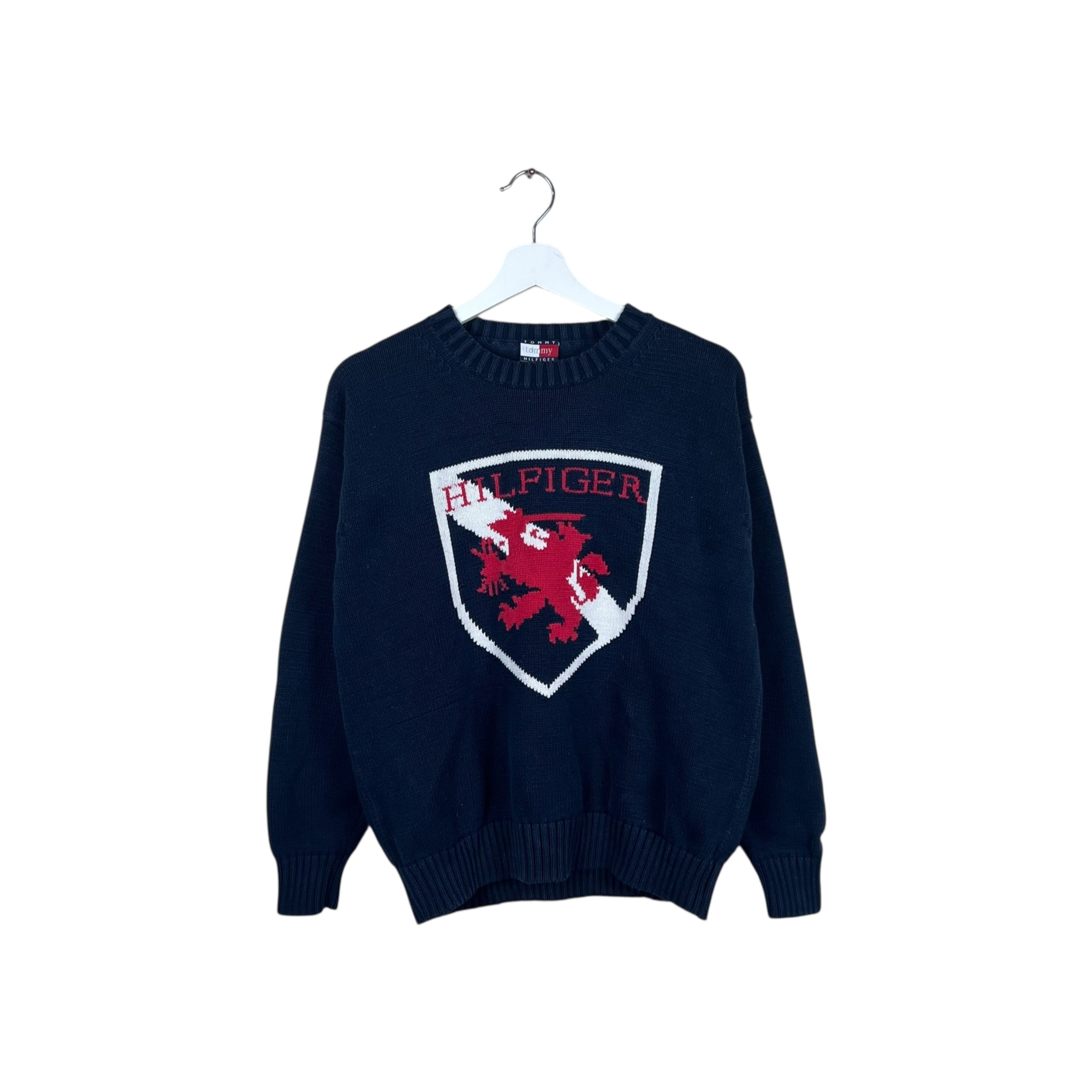 Vintage Tommy Hilfiger Women’s Crest Logo Knit Navy Blue