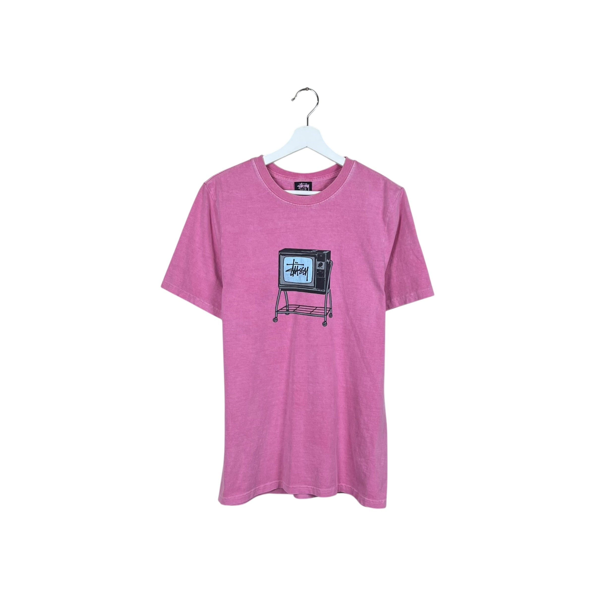 Stussy Rolling TV Pigment Dyed Tee Pink