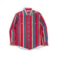 Vintage Wrangler Brushpopper Western Cowboy Cut Striped Pearl Snap