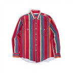 Vintage Wrangler Brushpopper Western Cowboy Cut Striped Pearl Snap