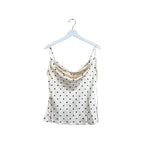 Vintage Women’s Cowl Neck Satin Top Polka Dot Cream