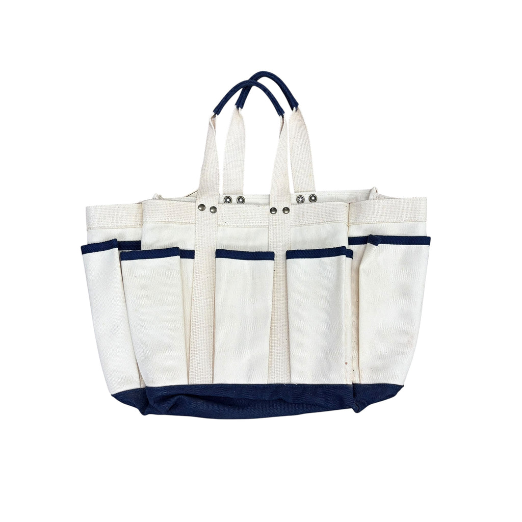 Vintage Eddie Bauer Canvas Garden Tote Bag Cream/Navy