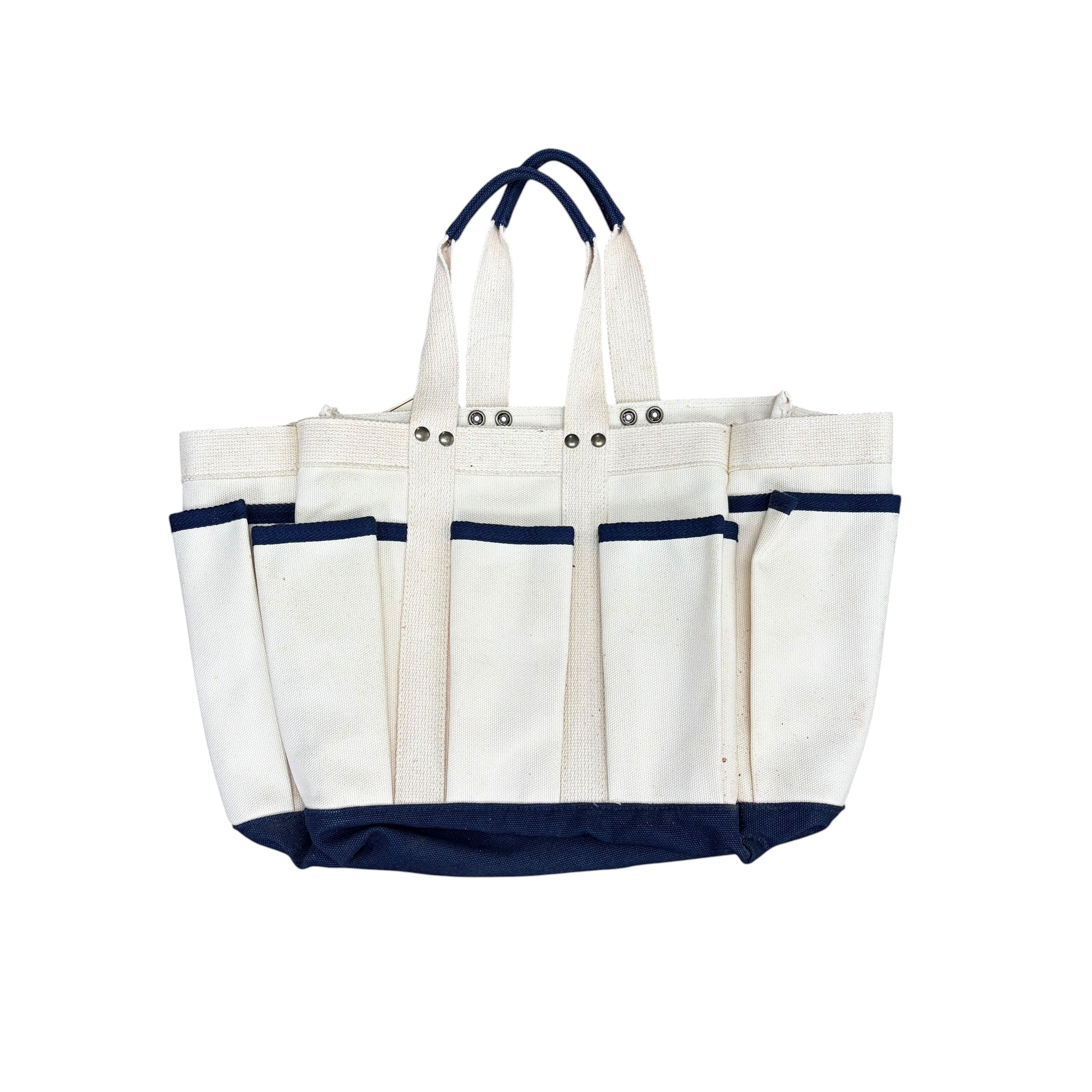 Vintage Eddie Bauer Canvas Garden Tote Bag Cream/Navy