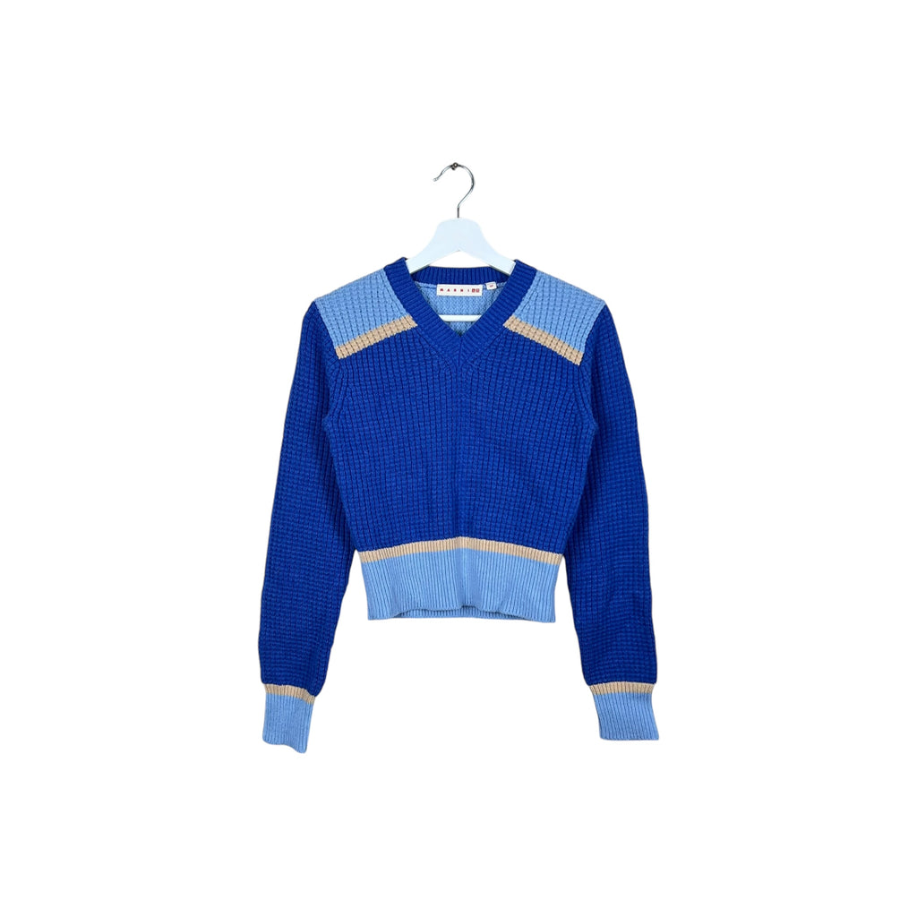 Marni x Uniqlo Popcorn V-Neck Knit Blue