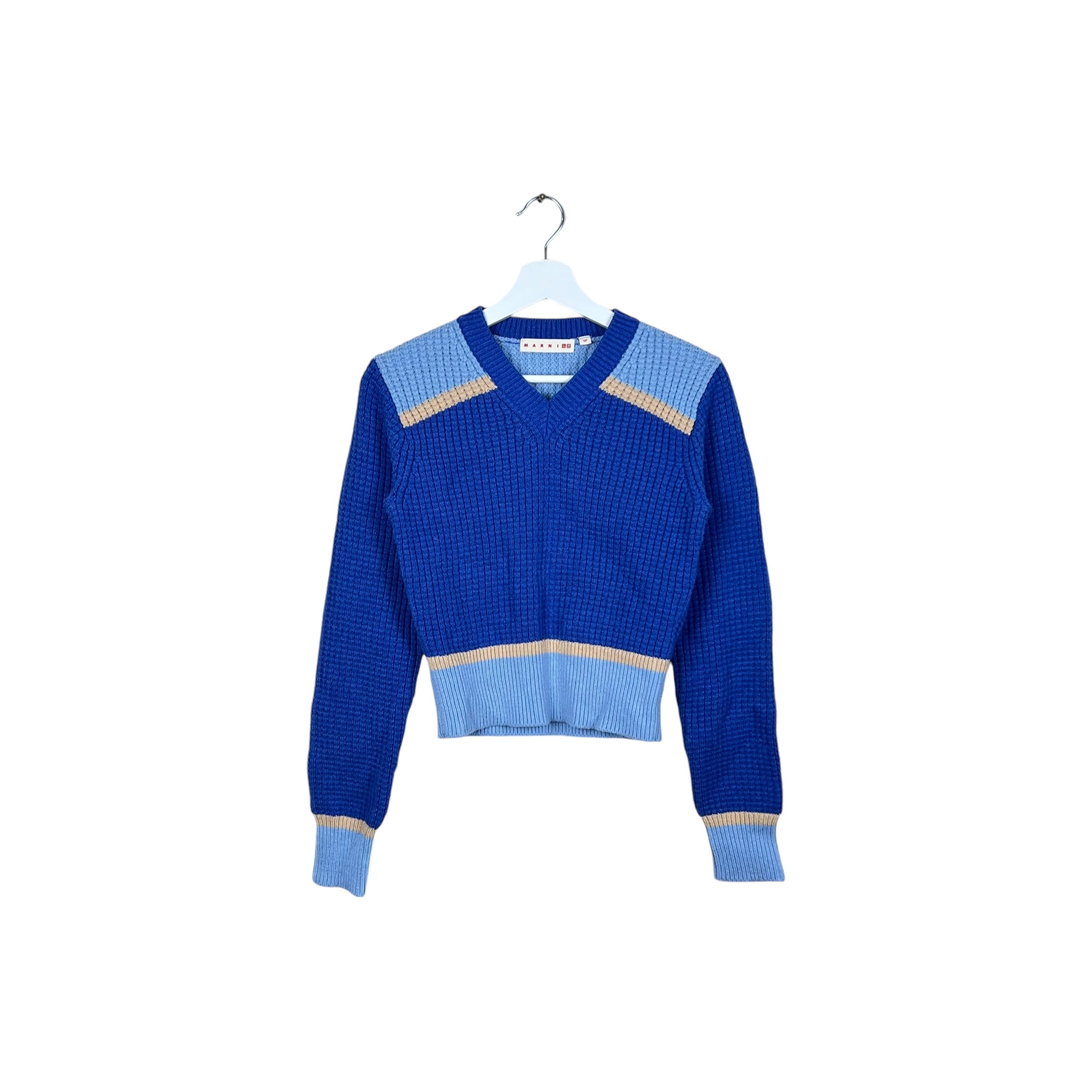 Marni x Uniqlo Popcorn V-Neck Knit Blue