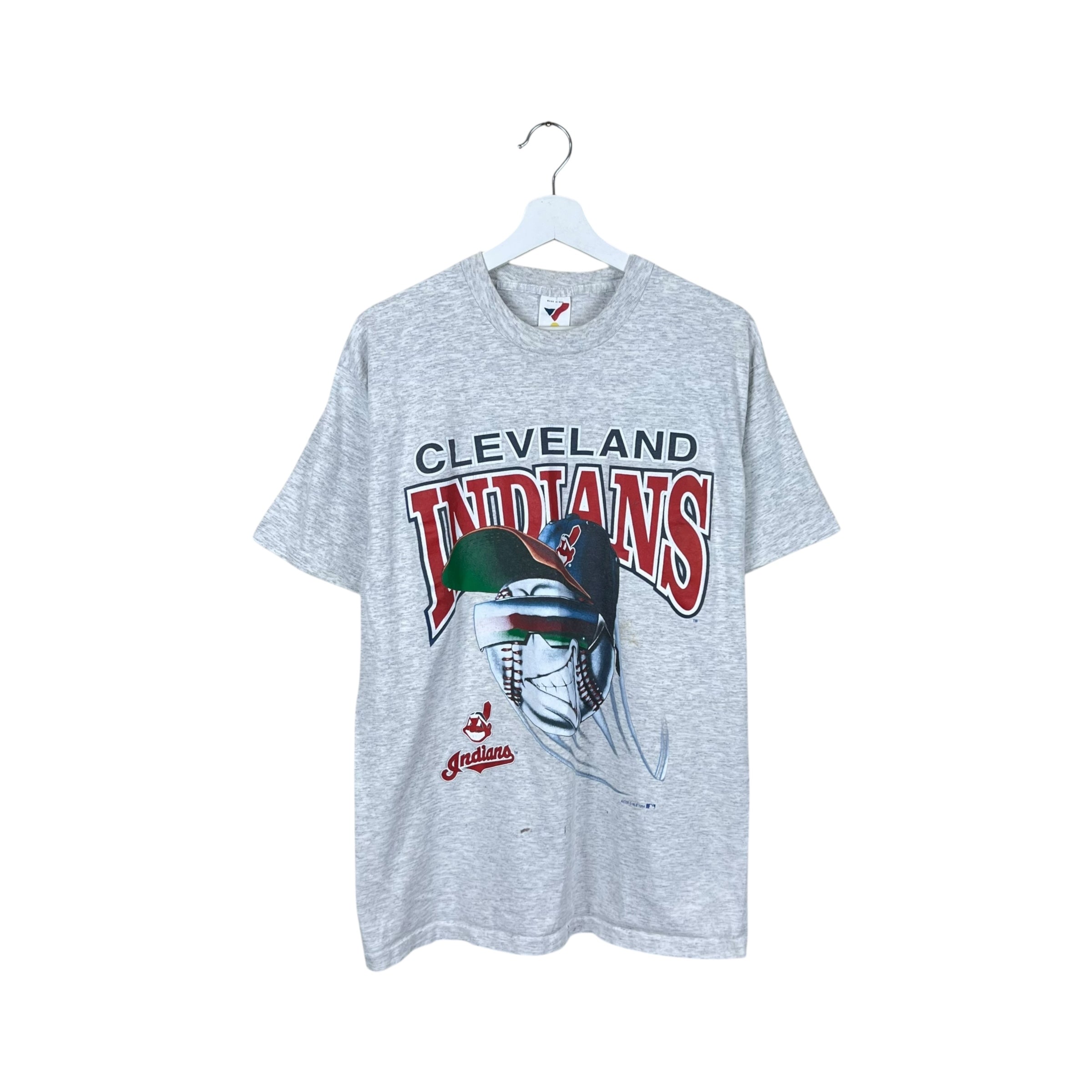 1994 MLB Cleveland Indians Flying Baseball Tee Heather Grey