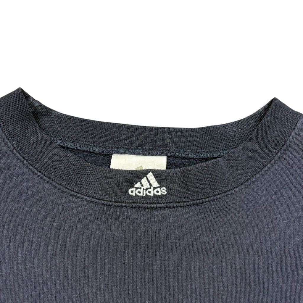 Vintage Adidas Embroidered Neck Logo Crewneck Navy