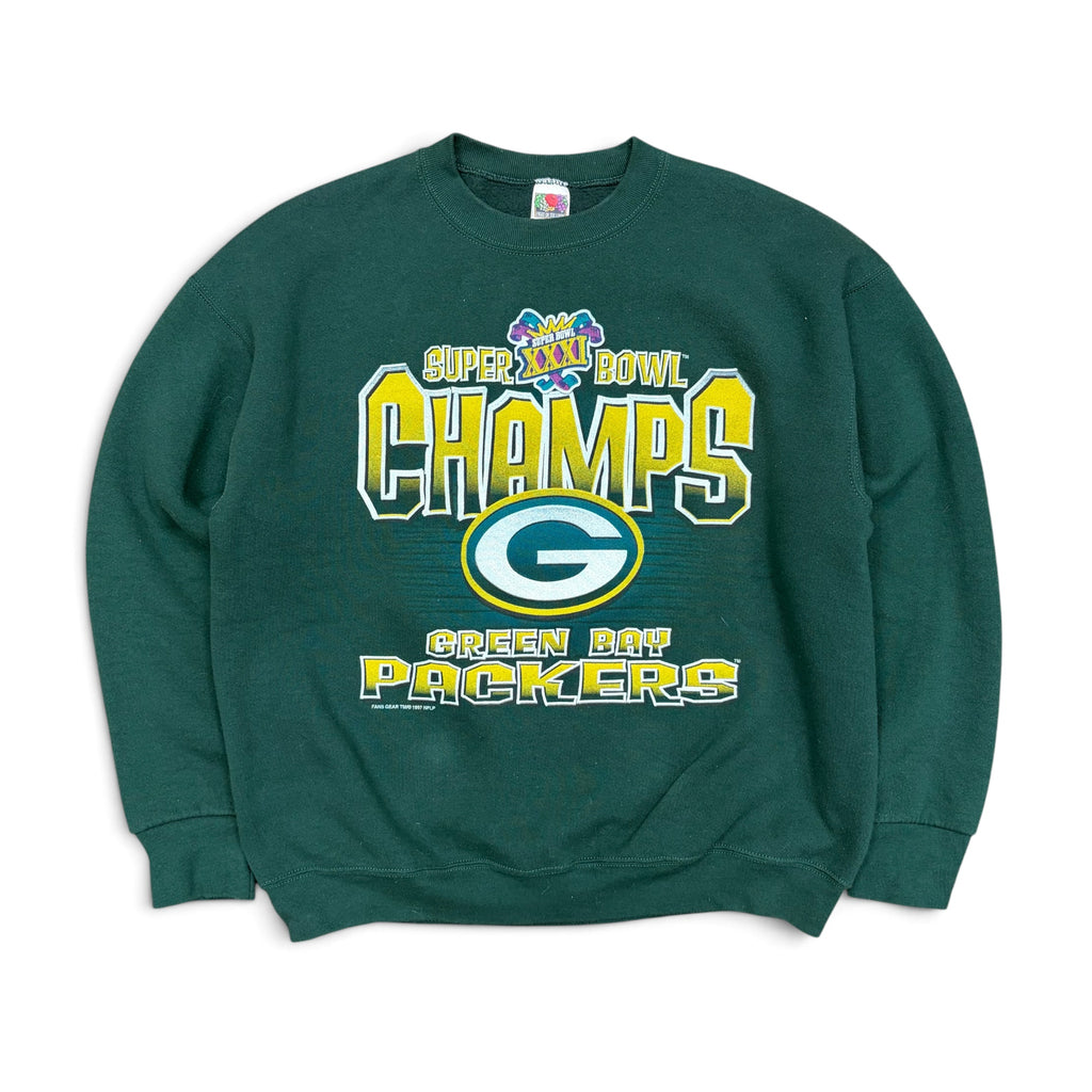 1997 Fans Gear NFL Green Bay Packers Super Bowl Champs Crewneck Green