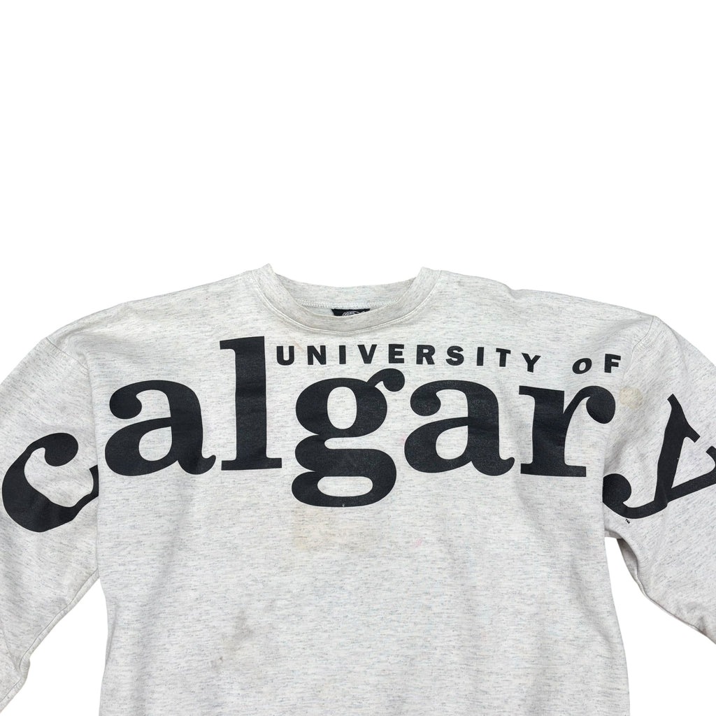 Vintage University Of Calgary Big Spellout Crewneck Heather Grey