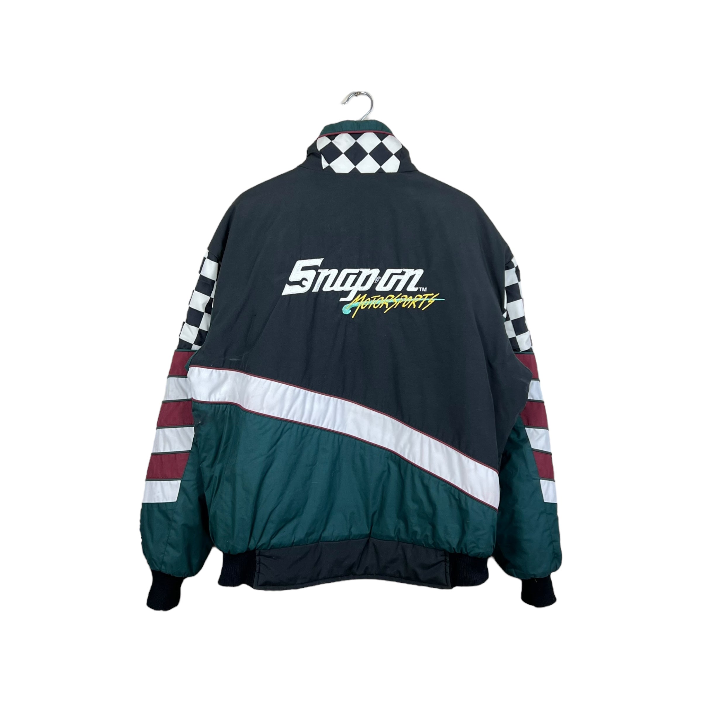 Vintage Snap-On Motorsports Checkered Puffer Jacket Black/Green