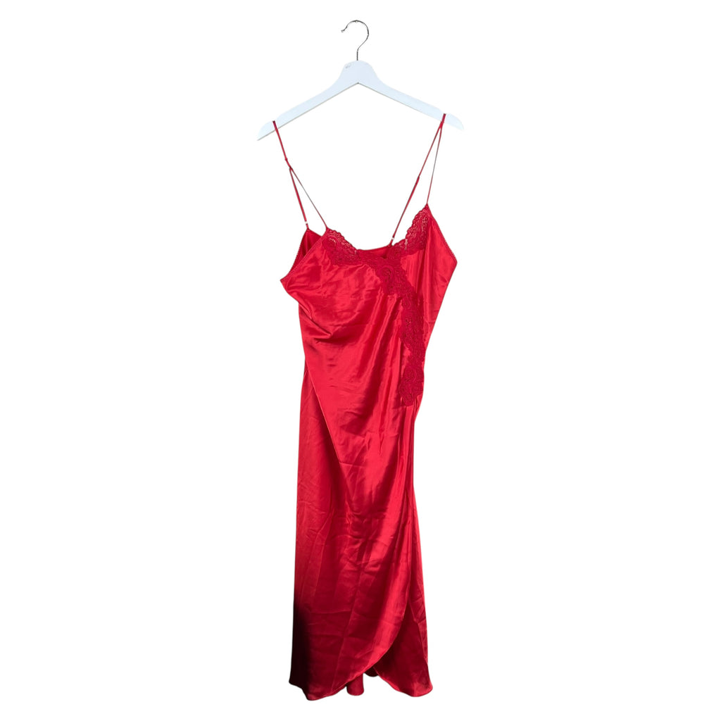 Vintage Linda Women’s Long Silk Slip Dress Red