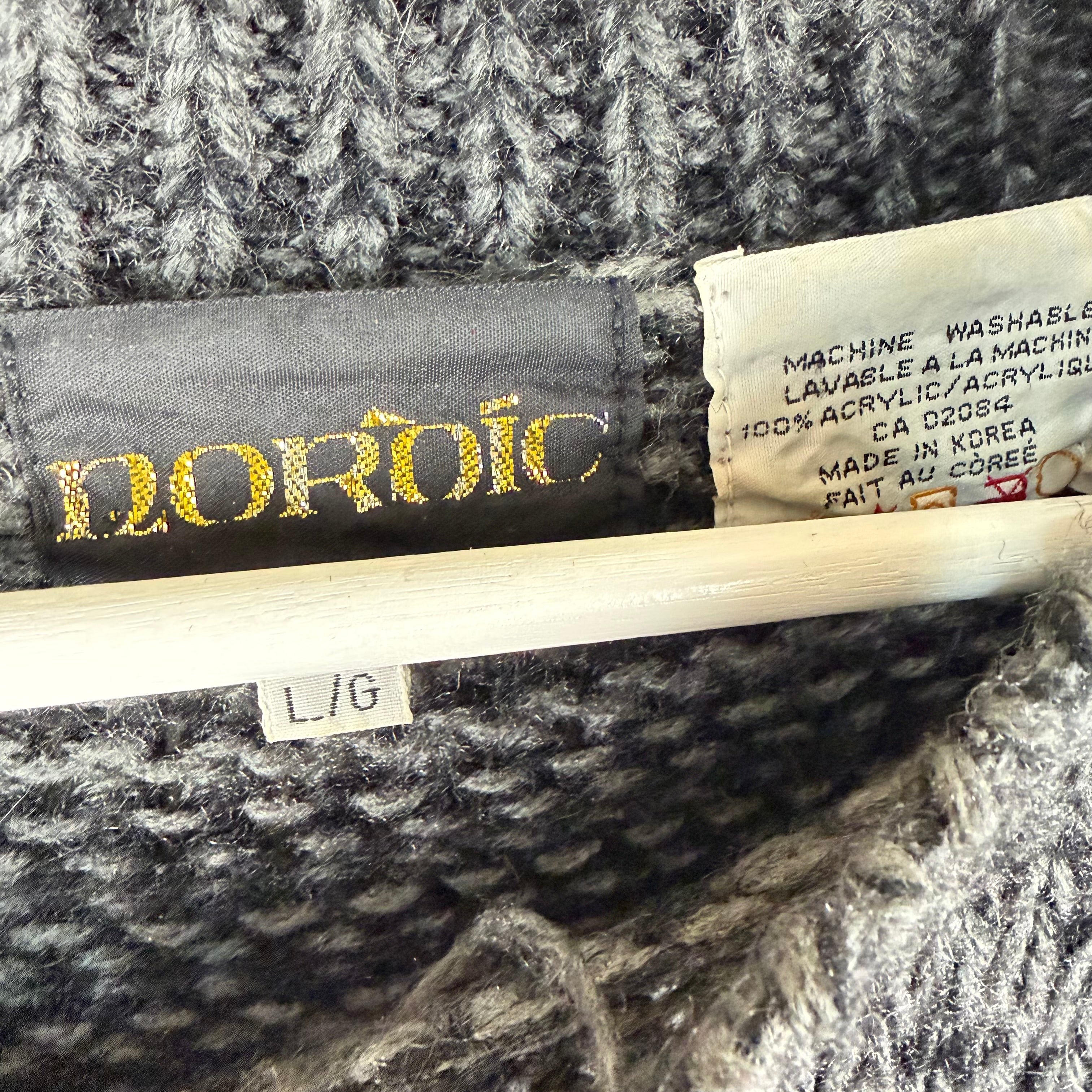 Vintage Nordic Eagle Embroidered Knit Black/Grey