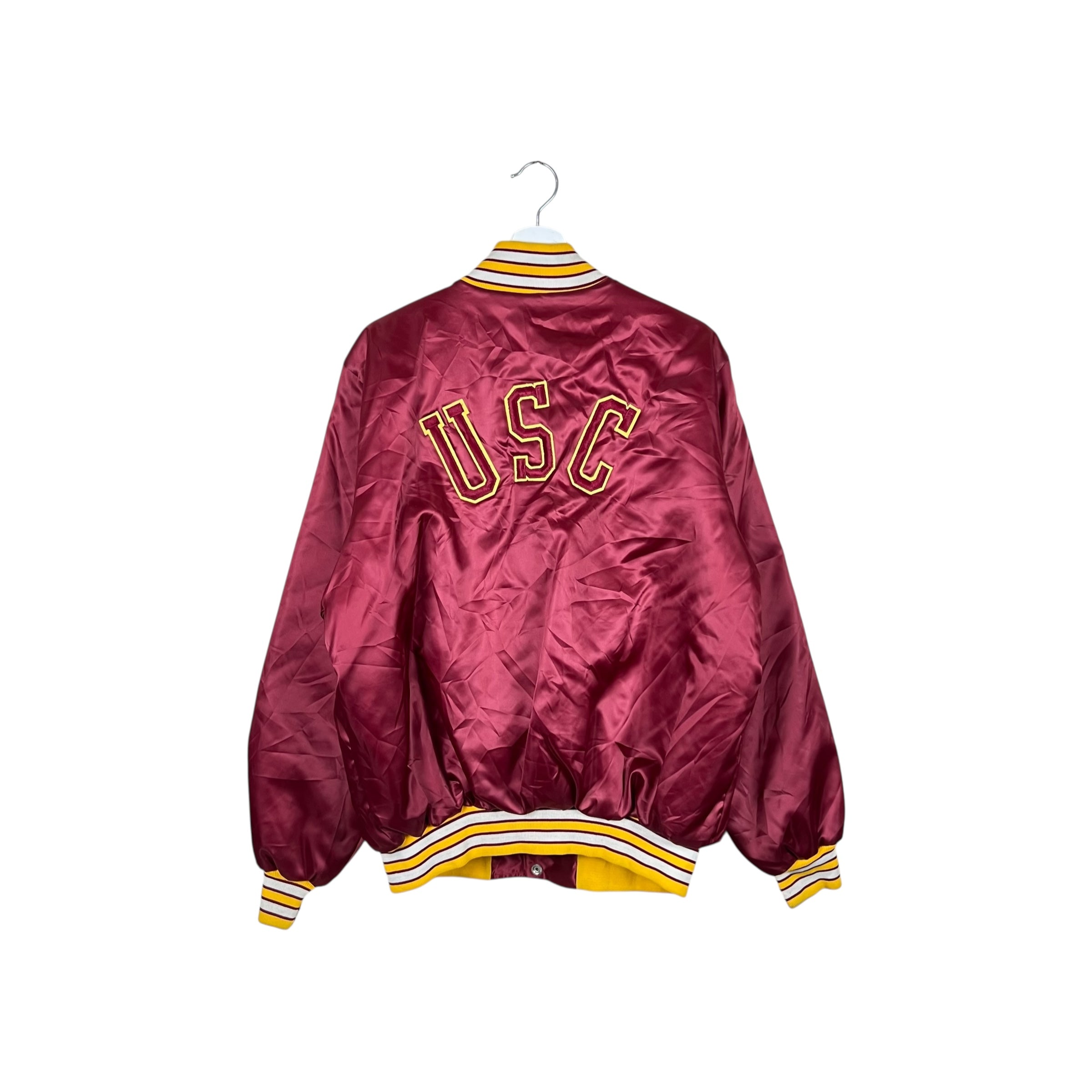Vintage Bike USC Trojans Satin Spellout Jacket Red