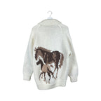Vintage Horseshoe Design Cowichan Cream White