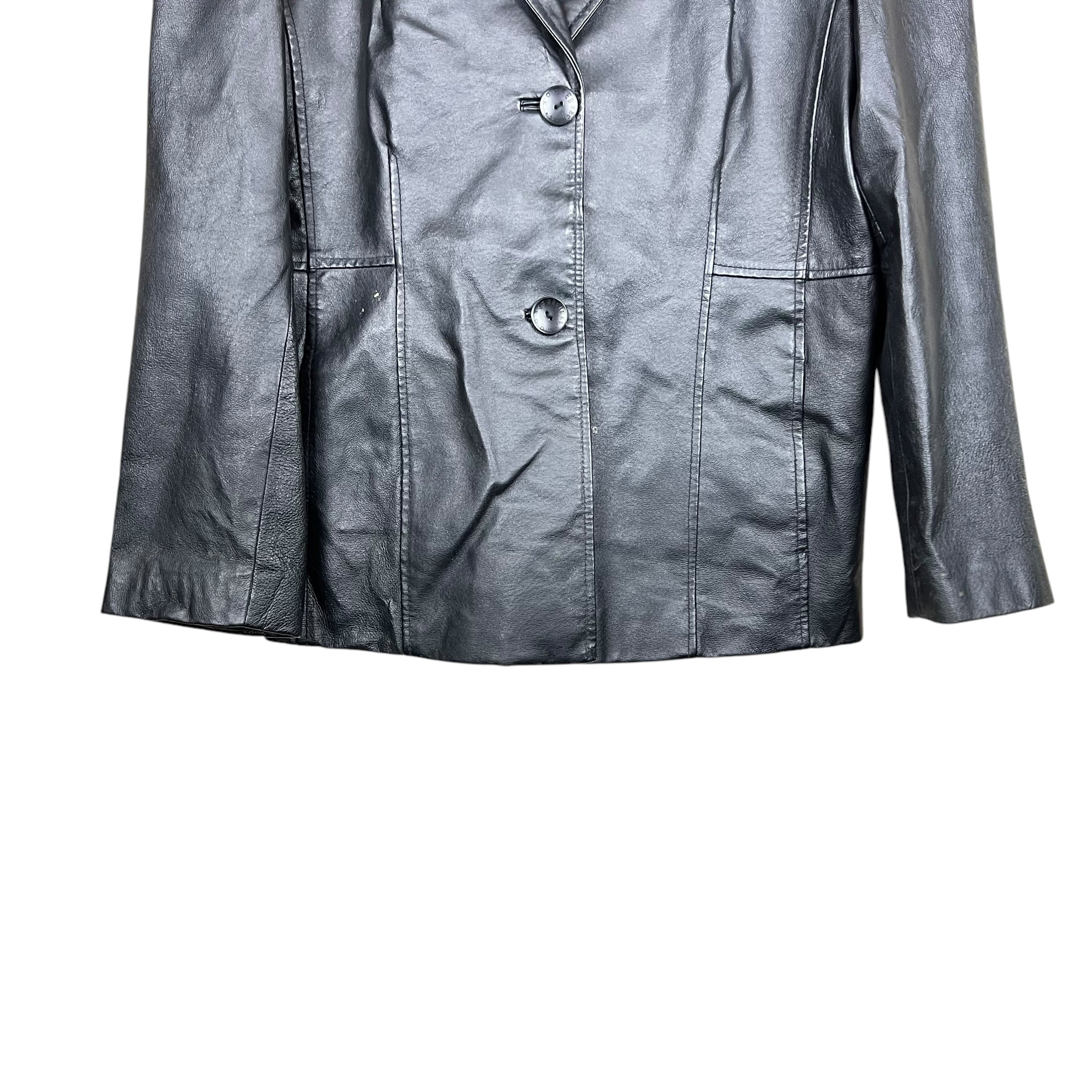 Vintage Beechers Brook Women’s Leather Blazer Jacket Black
