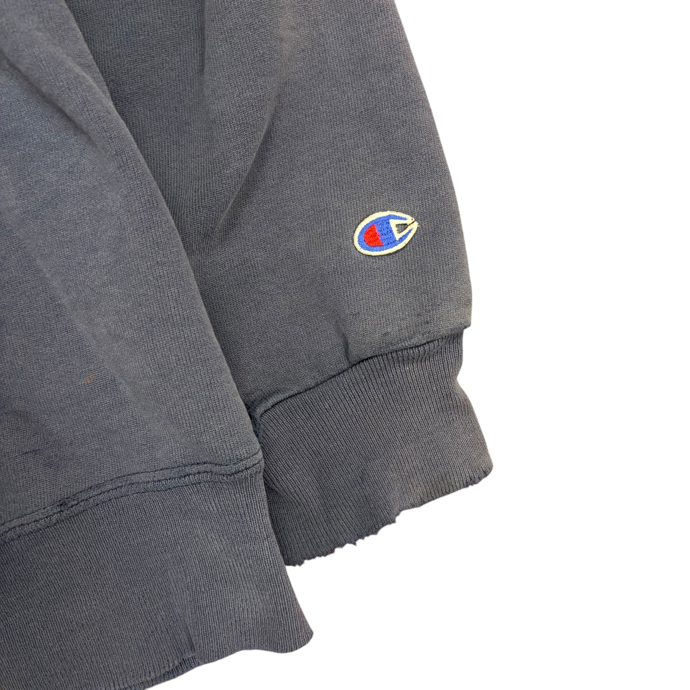 Vintage 90’s Champion Script Logo Thrashed Crewneck Navy