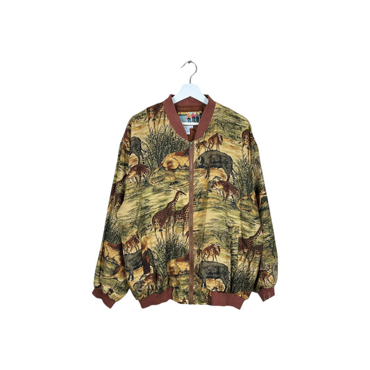 Vintage Safari AOP Satin Bomber Jacket
