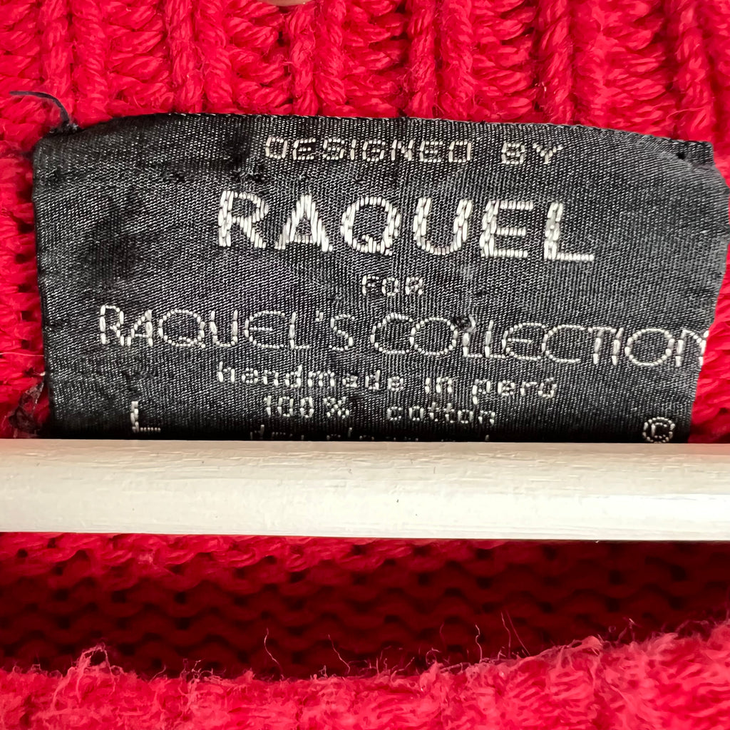 Vintage Raquel’s Collection Skiing Scenery Knit Red