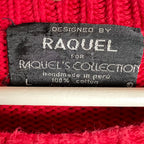 Vintage Raquel’s Collection Skiing Scenery Knit Red