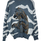 Vintage Private Stock Bear Print Knit Grey