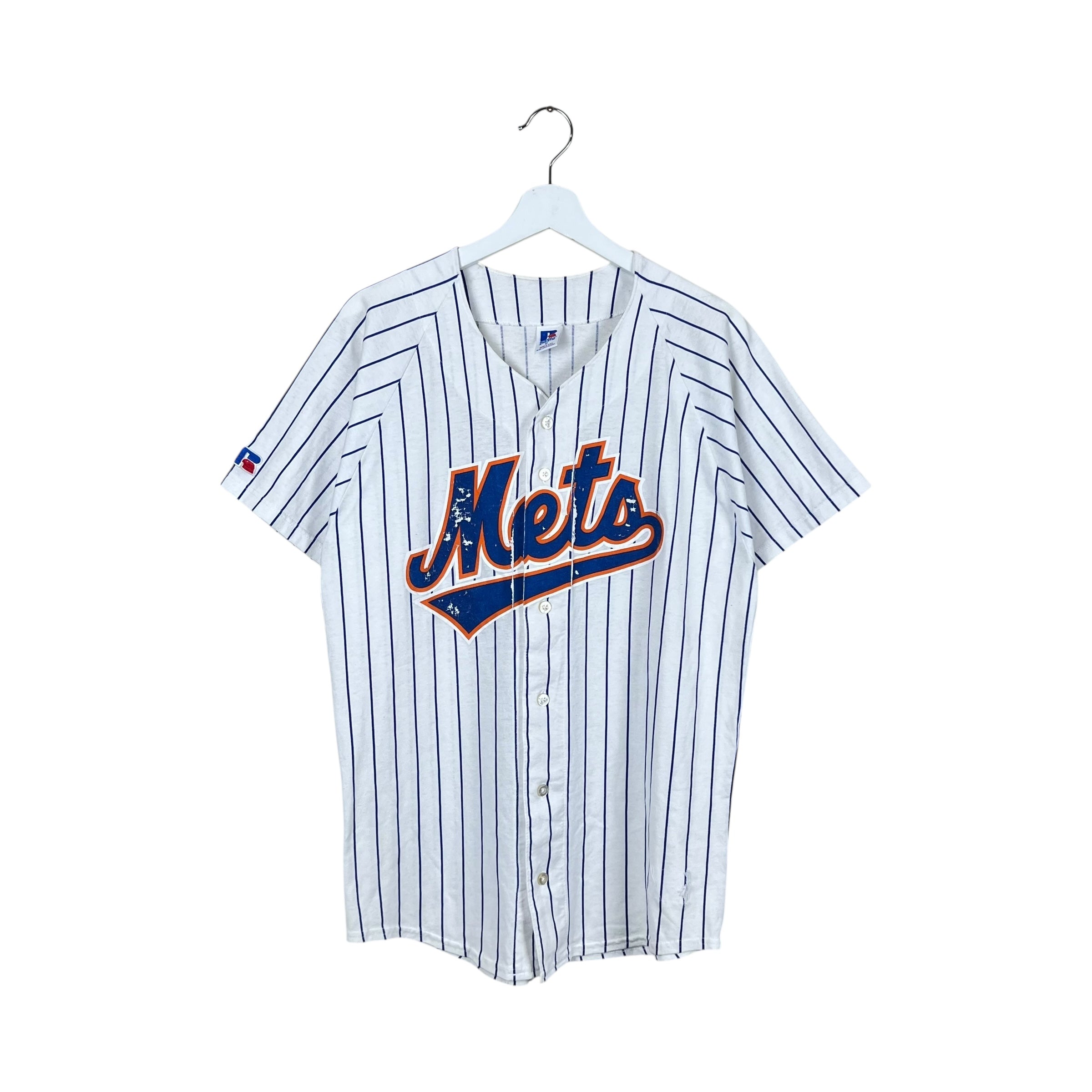 Vintage Russell Athletics MLB New York Mets Blank Home Pinstripe Jersey
