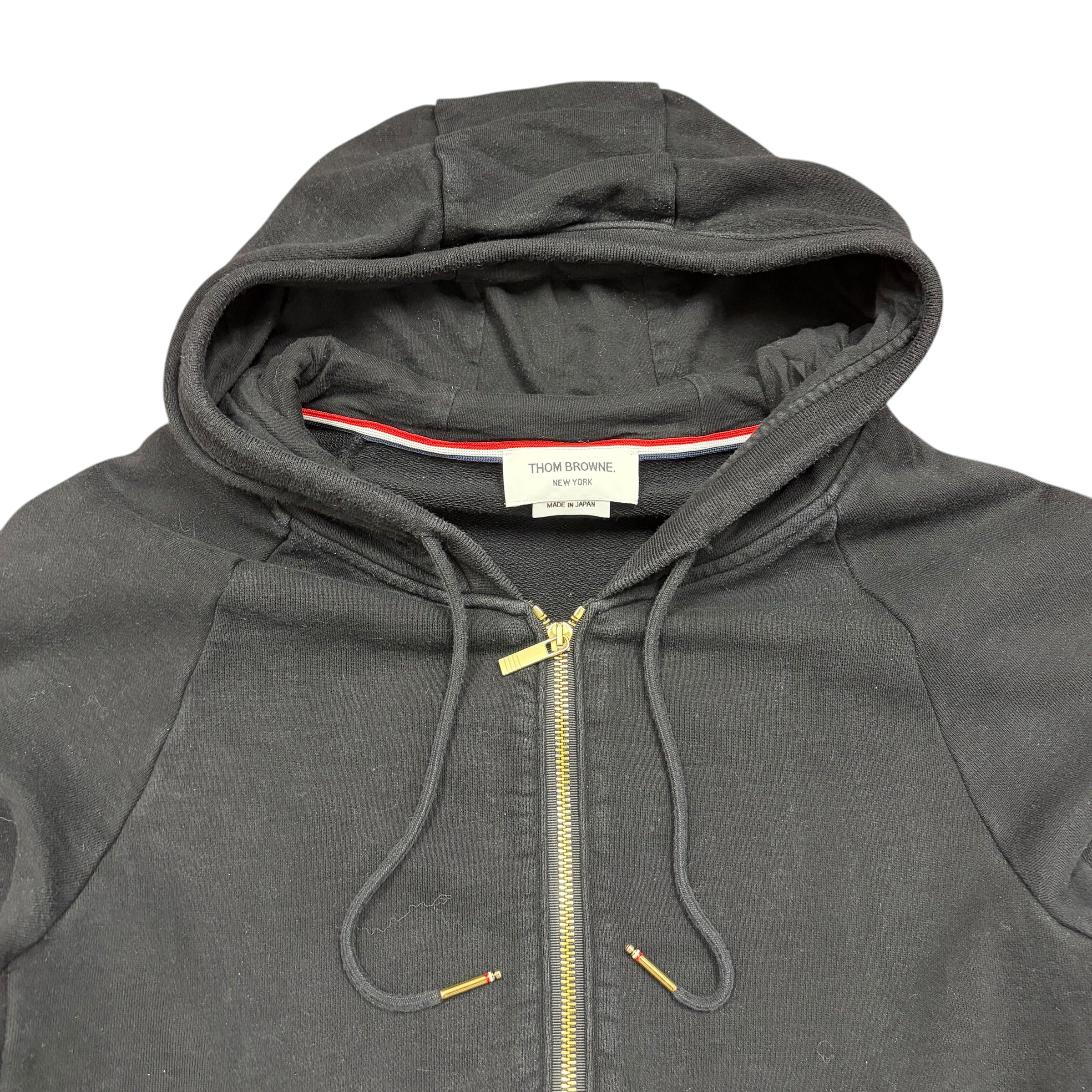Thom Browne 4 Bar Zip Up Hoodie Black