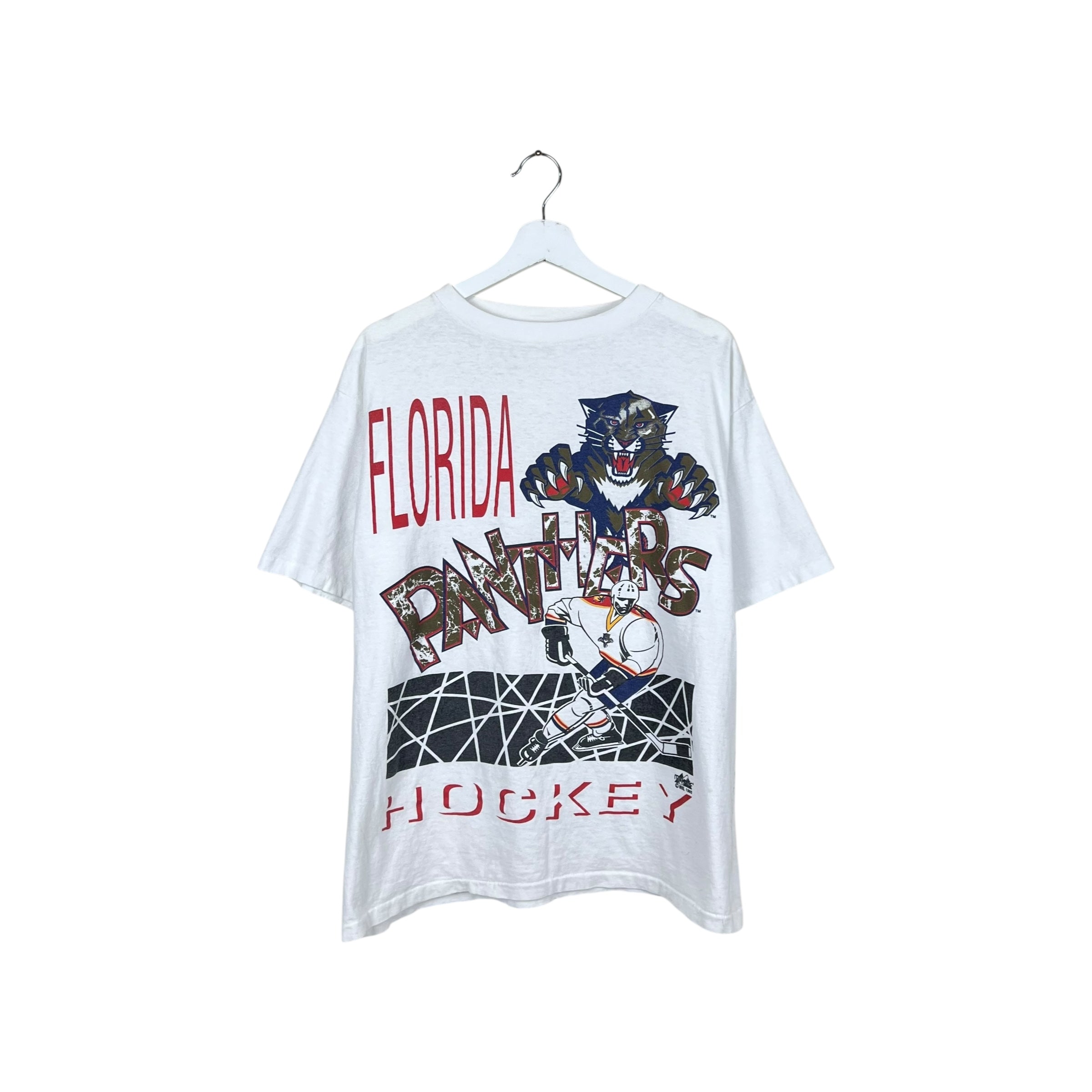 1993 Majestic NHL Florida Panthers Big Logo Player Tee White