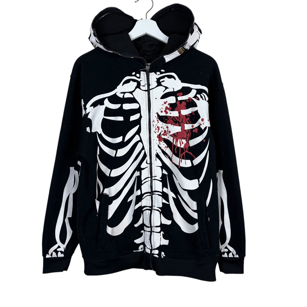 Vintage Mecca Y2K Skeleton Full Zip Hoodie Black