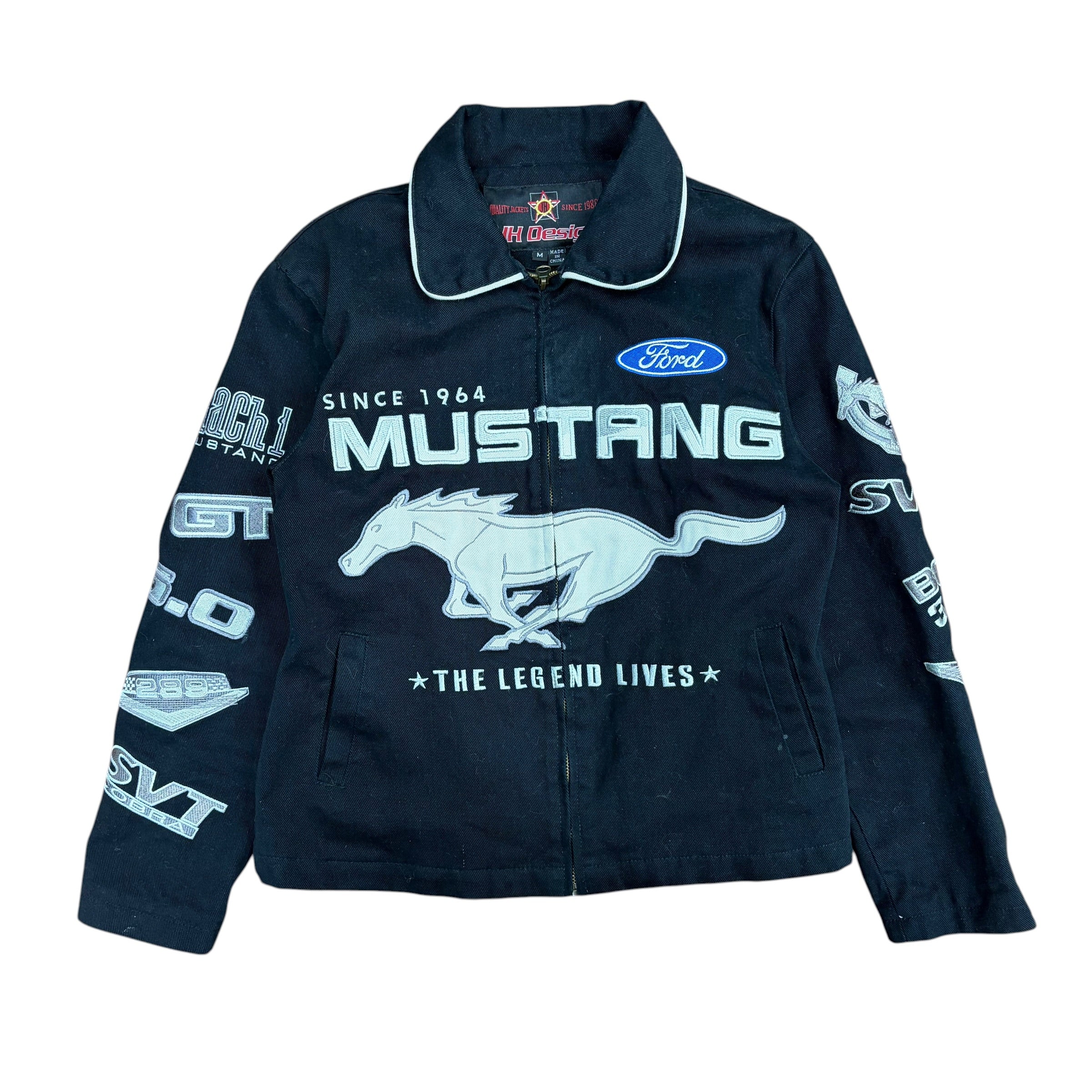 Vintage Jeff Hamilton Women’s Ford Mustang Racing Jacket Black