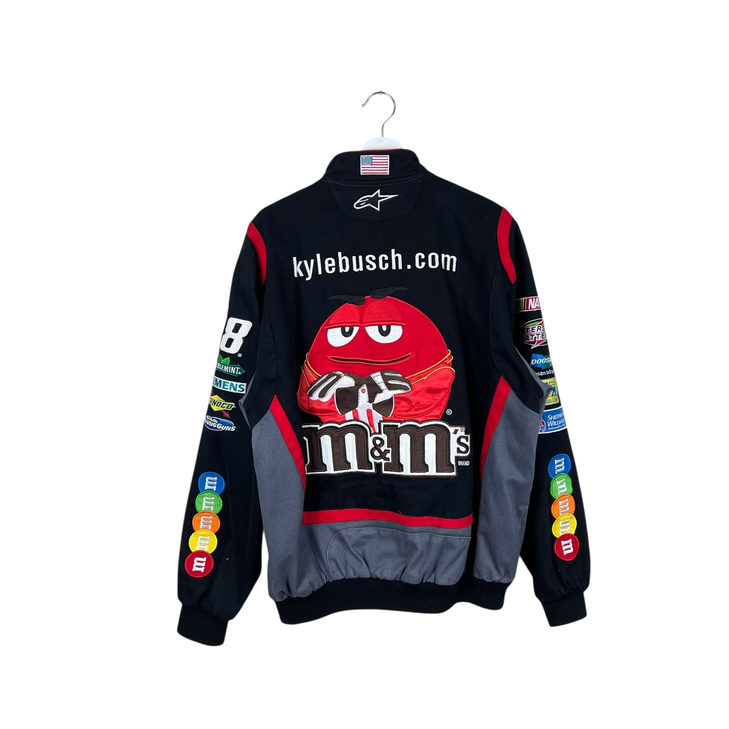 Vintage Jeff Hamilton NASCAR Kyle Busch M&Ms Racing Jacket Black
